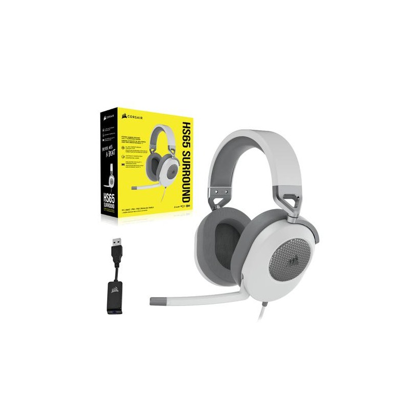 Corsair HS65 SURROUND Headset Bedraad Handheld Gamen Wit