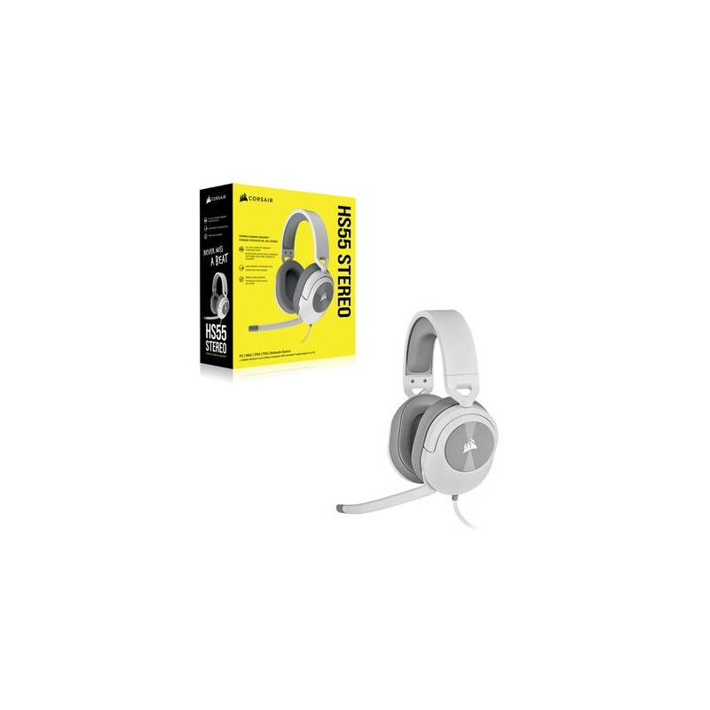 Corsair HS55 STEREO Headset Bedraad Hoofdband Gamen Wit