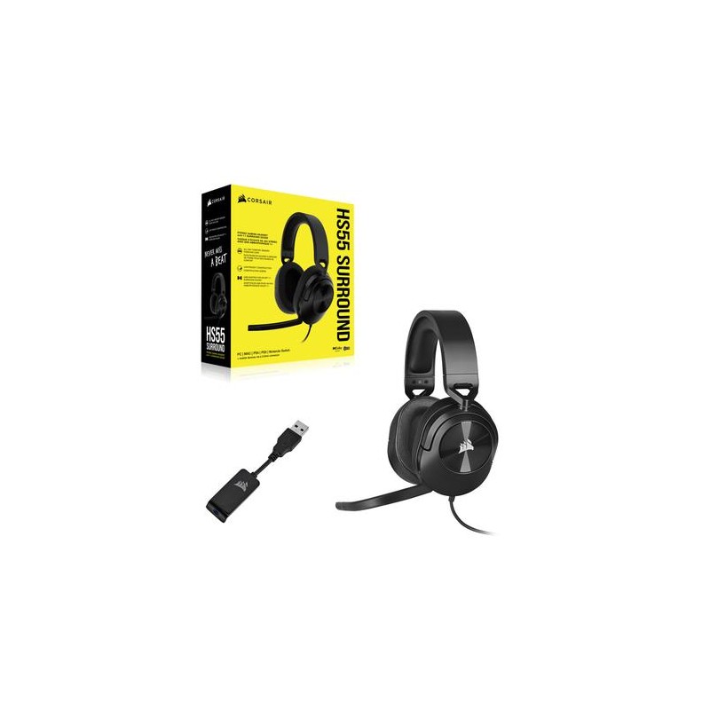 Corsair HS55 SURROUND Headset Bedraad Handheld Gamen Koolstof